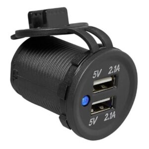 Prise double USB 12/24v avec support exterieur