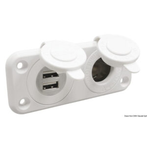 Prise allume cigare + double USB avec panneau blanc