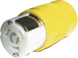 Fiche femelle MARINCO 63A 230V 3P+T plastique jaune +plaque inox