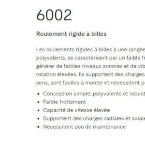 Roulement à billes 60021093 15 x 32 x 10 mm