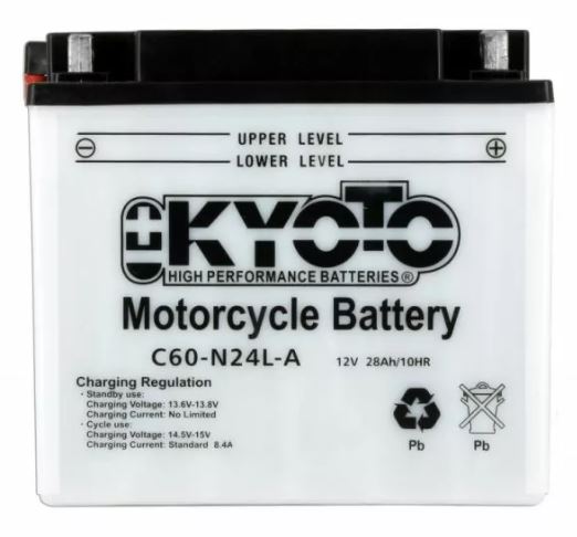 Batterie KYOTO Y60-N24L-A 12V 24Ah 280A +D DG  184 X 124 X 175 PACK