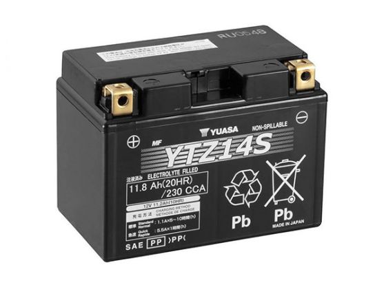 Batterie YUASA YTZ14S AGM 12V 11h 230A+G SLA 150 X 87 X 110 +G PRETE