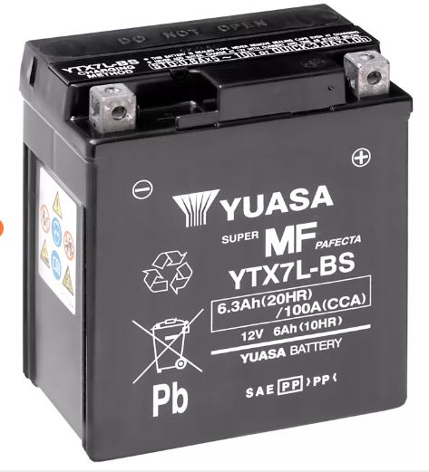 Batterie YUASA YTX7L-BS AGM 12V 6Ah 85A +D  114 X 71 X 131 PACK
