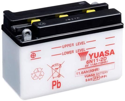 Batterie YUASA 6N11-2D 6V 11Ah +D DA  150 X 70 X 100 SECHE