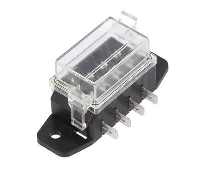 Boite de 4 fusibles auto plat sortie horizontale à languette