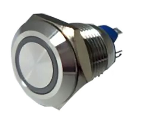 Poussoir tête bombée affleurante P16mm inox IP65