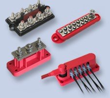 Support terminal VTE D10mm + 8 plots 150A saillie rouge