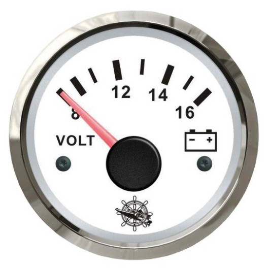 Indicateur voltmètre SAN GIORGIO 12v (8-16v) chromé/blanc