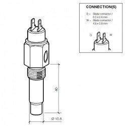 Sonde température eau VDO 120° M14x1.5  à la masse + alarme 96°