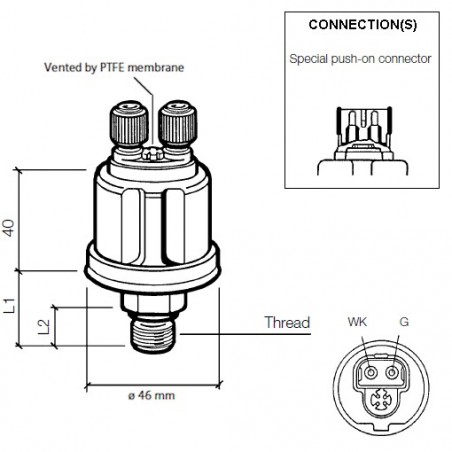 Sonde pression huile VDO 10bar M12x1.5 à la masse+Alarme