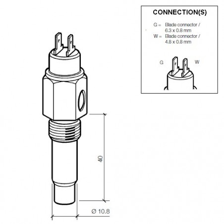 Sonde température eau VDO 120° M14x1.5  à la masse + alarme 100°