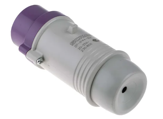 Fiche mâle MENNEKES 32A 24v 2P plastique violet