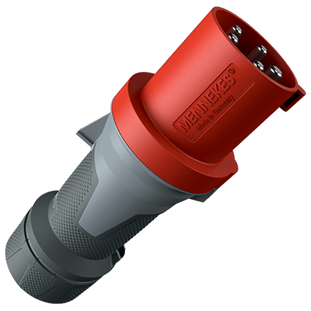 Fiche mâle MENNEKES 63A 400v 3P+T caoutchouc avec capot vissé