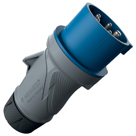 Fiche mâle MENNEKES 63A 230v 2P + T caoutchouc