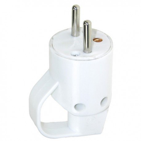 Fiche mâle 10/16A 2P+T avec poignée blanche