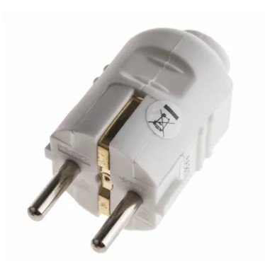 Fiche mâle 10/16A 2P+T(côté) SCHUCO blanche