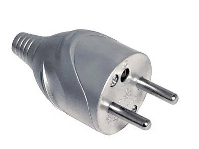 Fiche mâle 2P 16A chromée