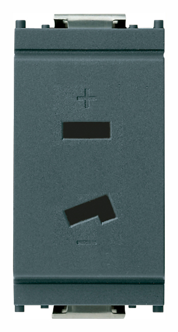 Prise VIMAR 2P 6A 12/24v polarisée fiche plate gris