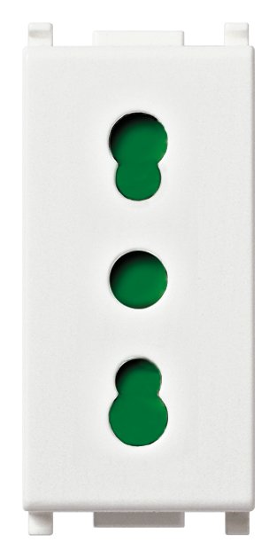 Prise VIMAR plana 10A 2P+T Italie / 2P France blanc