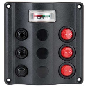 Tableau avec voltmètre WAVE DESIGN 12/24v 3 inters+fusibles noir