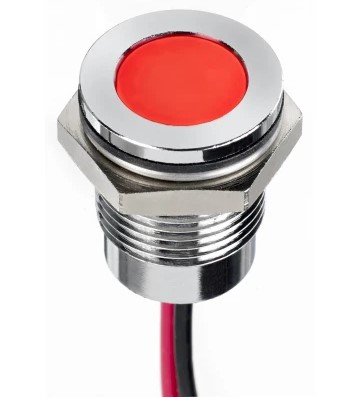 Voyant D13/P8mm led 12/14v rouge étanche IP67