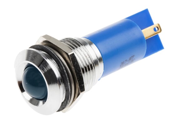 Voyant tête bombée P10mm led 12v bleu inox IP67