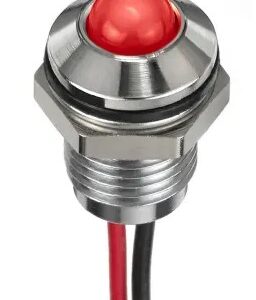 Voyant tête bombée P10mm led 24v rouge inox IP67