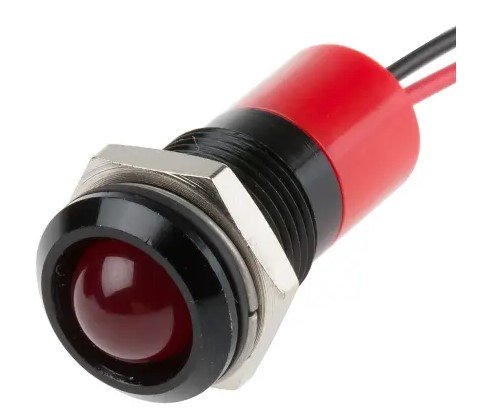 Voyant tête bombée P6mm led 12v rouge inox IP67