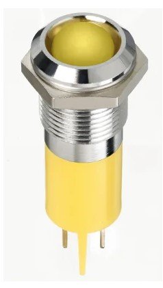 Voyant tête plate P10mm led 12v jaune inox IP67