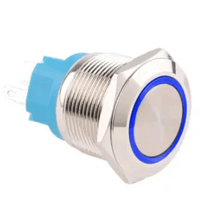 Interrupteur 12v 20A - P19mm X D22mm led 12v bleue inox IP67