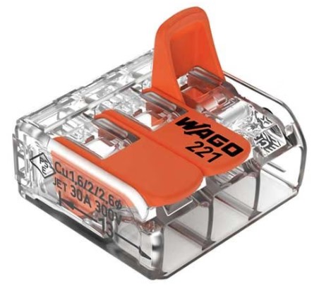 Connecteur rapide WAGO transparent 3 fils de 1 à 4mm2 (50)