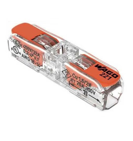 Connecteur WAGO transparent 2 entrées en lignes S221-2411