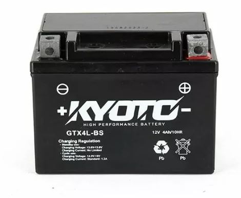 Batterie KYOTO YTX4L-BS AGM 12V 3Ah 50A +D SLA 114 X 71 X 86 PRETE