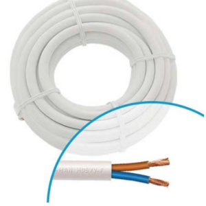 Câble méplat HO5VVF 2X1,5mm2 blanc/bleu pour HP