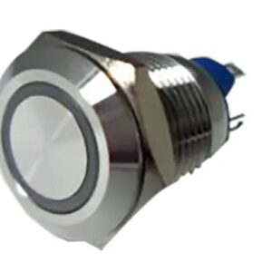 Poussoir tête affleurante P19mm led 12v rouge inox IP65