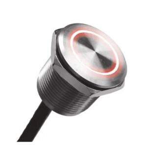 Poussoir-inter tête affleurante P16mm led 24v rouge inox IP67