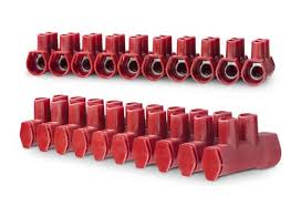 Barrette de connexion VTE 200A 12plots + 1plot 6mm rouge