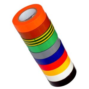 Lot de 4 rubans adhésifs ROUGE-NOIR-BLEU-JAUNE/VERT 10mm L5m