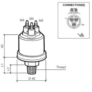 Sonde pression huile VDO 5 bars 1/8" à la masse + Alarme