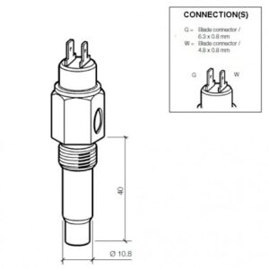 Sonde température eau VDO 120° 5/8" à la masse + alarme 100°