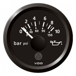 Indicateur pression huile VDO 12/24v 10bar Viewline D52mm noir