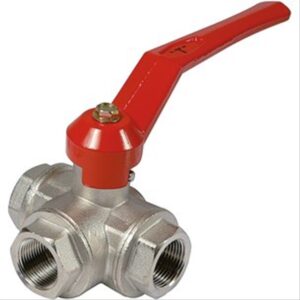 Vanne 1/4 de tour 3 voies femelle / femelle 1"  en L