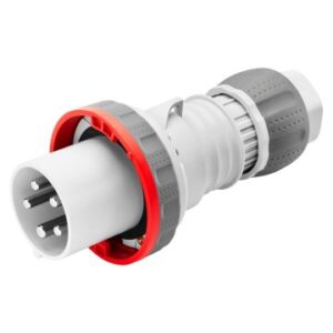 Fiche mâle GEWISS 63A 400v 3P+N+T caoutchouc avec capot vissé