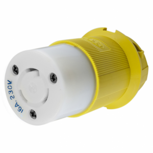 Prolongateur femelle HUBBELL 16A 230V 2P+T plastique jaune