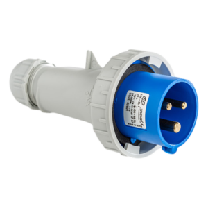 Fiche mâle moulinet électrique 2P 12/24v 16A IP67