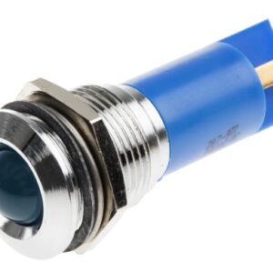 Voyant tête bombée P10mm led 12v bleu inox IP67