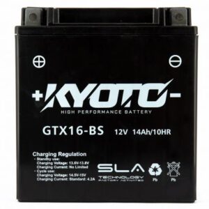 Batterie KYOTO YTX16-BS AGM 12V 14Ah 220A +G SLA 150 X 87 X 161 PRETE