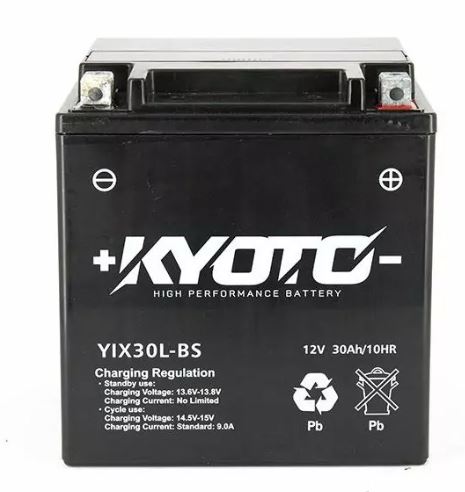 Batterie KYOTO YIX30L-BS AGM 12V 30Ah 385A SLA 166 X 126 X 175 PRETE