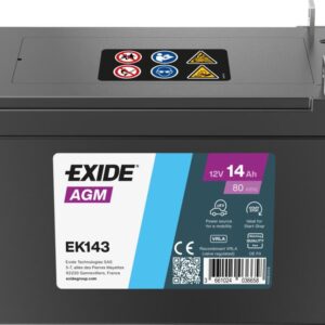 Batterie Auxililiaire EXIDE EK143 AGM 12V 14Ah 80A+G 150 X 100 X 100