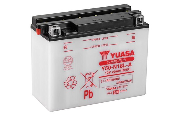 Batterie YUASA Y50-N18-ALA2 12V 20Ah 260A +D 206 X 91 X 165 SECHE